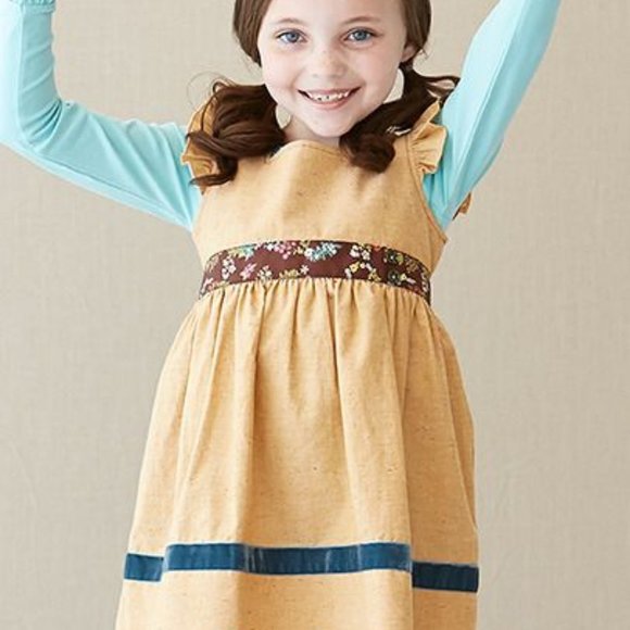 Matilda Jane Girl Secret Fields Golden Love Me Dress 2 Mustard Yellow Ru… - Picture 4 of 11
